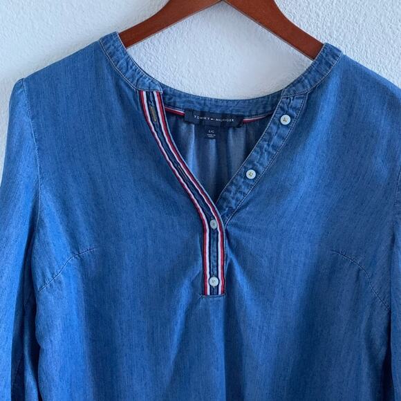 Tommy Hilfiger Chambray Classic Stripe Top | L - Picture 5 of 8